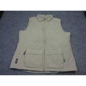 ScotteVest Mens XL Beige Quest Vest Full Zip Utility Cargo Packable Hood Lined